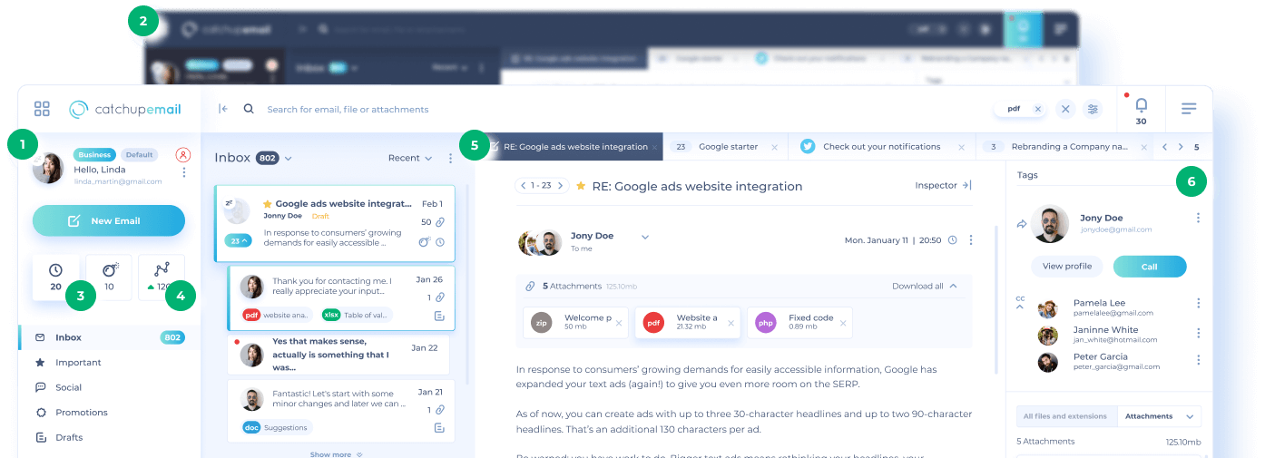 Catchup.email App - Inbox 